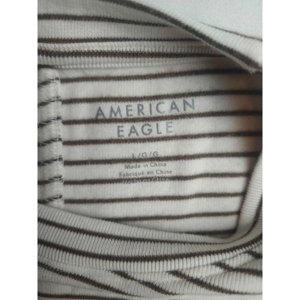 American Eagle T-Shirt Womens L Striped Soft Academia Quiet Luxury Preppy Chic